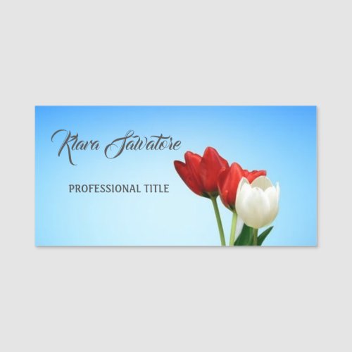 Wonderful Great Perfect Blue With Tulip Name Tag