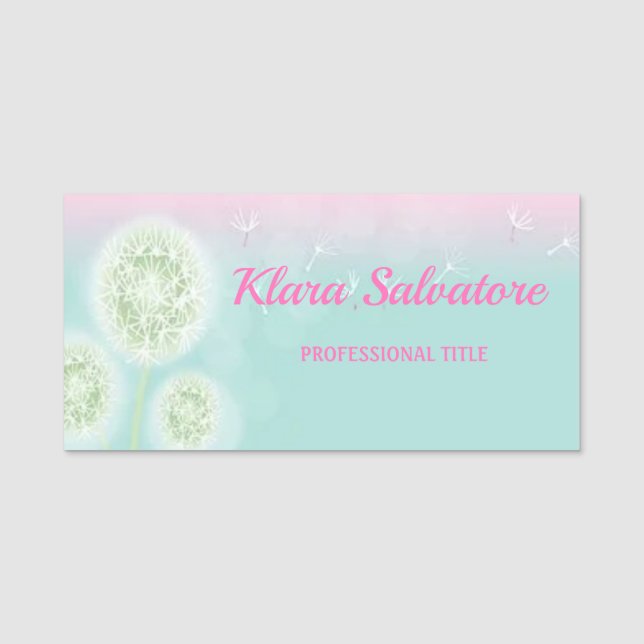 Wonderful Great Perfect Dandelion Name Tag (Front)