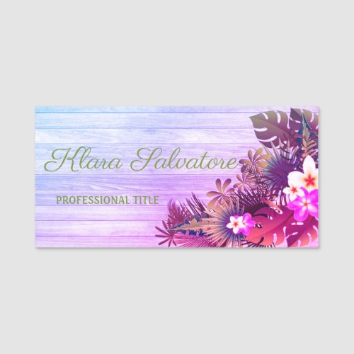 Wonderful Great Perfect Purple With Flowers Name Tag