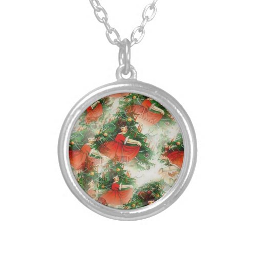 Wonderful Great Sweet Christmas Girl  Silver Plated Necklace