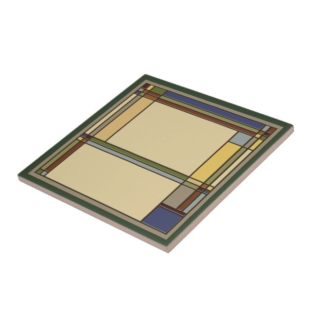 Wonderful Green Arts & Crafts Geometric Pattern Ceramic Tile (Side)