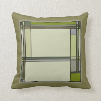 Wonderful Green Arts & Crafts Geometric Pattern Throw Pillow by RantingCentaur at Zazzle