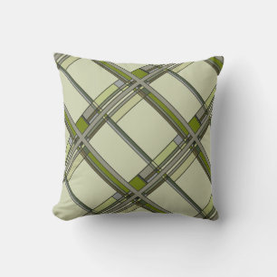 Wonderful Green Arts & Crafts Geometric Pattern Throw Pillow