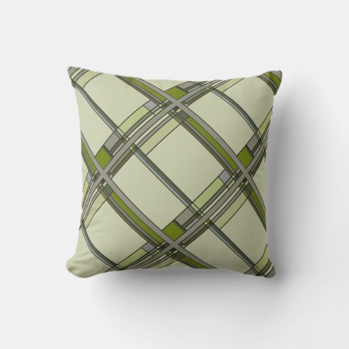 Wonderful Green Arts  Crafts Geometric Pattern Throw Pillow