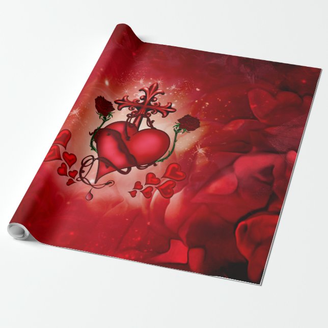 Wonderful heart wrapping paper (Unrolled)