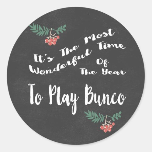 Wonderful Holiday Play Bunco Classic Round Sticker