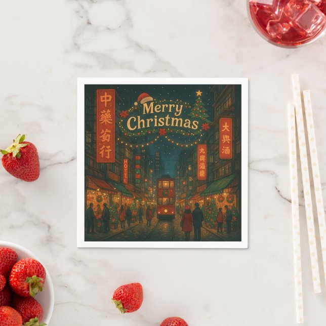 Wonderful Hong Kong Christmas streets Napkins (Insitu)