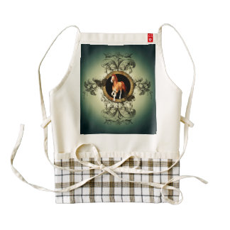 Wonderful horse in a circle with floral elements zazzle HEART apron