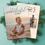 Wonderful Life 3 Photo Beachy Christmas Holiday Card<br><div class="desc">Celebrate the joy of the season with this 3-photo holiday flat card, perfect for showcasing a special family photo or a picture of your baby or child. The front features a full-size photo with a stylish text overlay that reads "It's a Wonderful Life, " offering a message of gratitude and...</div>