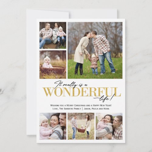 Wonderful Life 6 PH Gold Letters  Holiday Card