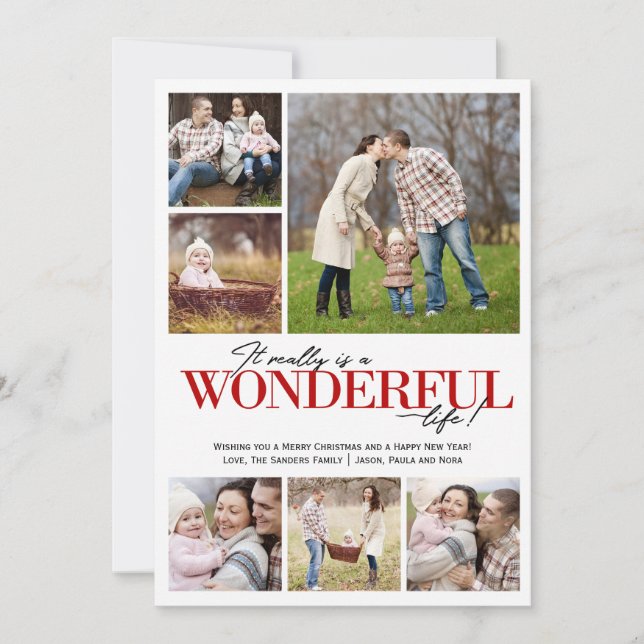 Wonderful Life 6 PH Red Letters | Holiday Card (Front)