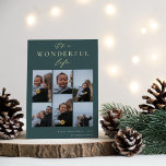 Wonderful Life | 6 Photo Collage Christmas Foil Holiday Card<br><div class="desc">Share cheer with these modern holiday cards featuring 6 of your favorite photos in a grid collage layout on a dark forest green background. "It's A Wonderful Life" appears at the top in real foil hand lettered calligraphy and classic serif lettering. Personalize with your custom holiday greeting, family name and...</div>