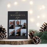 Wonderful Life | 6 Photo Collage Christmas Foil Holiday Card<br><div class="desc">Share cheer with these modern holiday cards featuring 6 of your favorite photos in a grid collage layout on a soft ash black background. "It's A Wonderful Life" appears at the top in real foil hand lettered calligraphy and classic serif lettering. Personalize with your custom holiday greeting, family name and...</div>