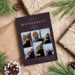 Wonderful Life | 6 Photo Collage Holiday Card<br><div class="desc">Share cheer with these modern holiday cards featuring 6 of your favorite photos in a grid collage layout on a dark burgundy background. "It's A Wonderful Life" appears at the top in white hand lettered calligraphy and classic serif lettering. Personalize with your custom holiday greeting, family name and the year...</div>