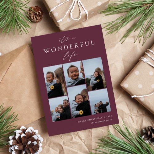 Wonderful Life  6 Photo Collage Holiday Card