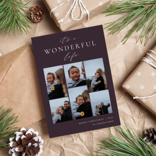 Wonderful Life  6 Photo Collage Holiday Card