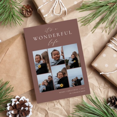 Wonderful Life  6 Photo Collage Holiday Card