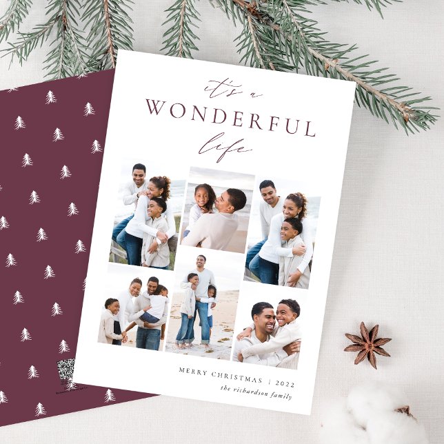 Wonderful Life | 6 Photo Collage Holiday Card (Creator Uploaded)