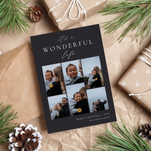 Wonderful Life  6 Photo Collage Holiday Card