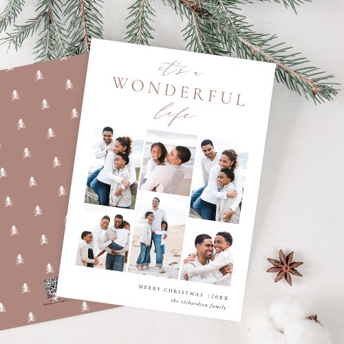 Wonderful Life  6 Photo Collage Holiday Card