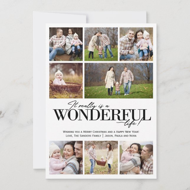 Wonderful Life 8 PH Black Letters | Holiday Card (Front)
