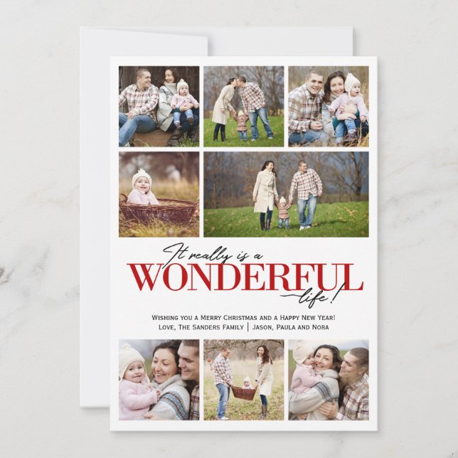 Wonderful Life 8 PH Red Letters | Holiday Card (Front)