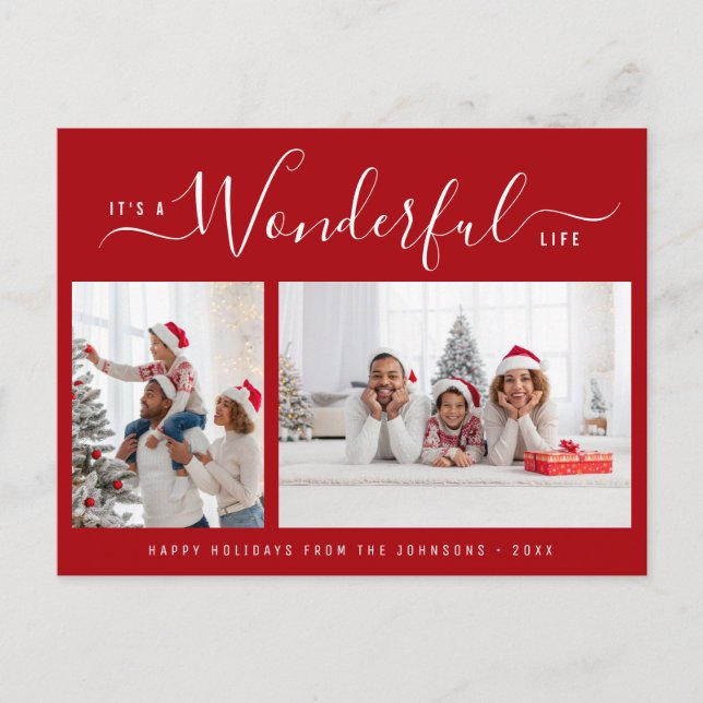 Wonderful life elegant script christmas postcard (Front)