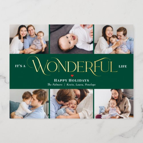 Wonderful Life Foil Photo Holiday Postcard