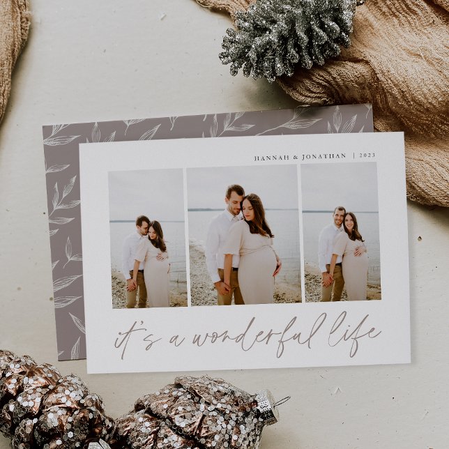 Wonderful Life | Modern Minimal 3 Photo Christmas Holiday Card (Creator Uploaded)