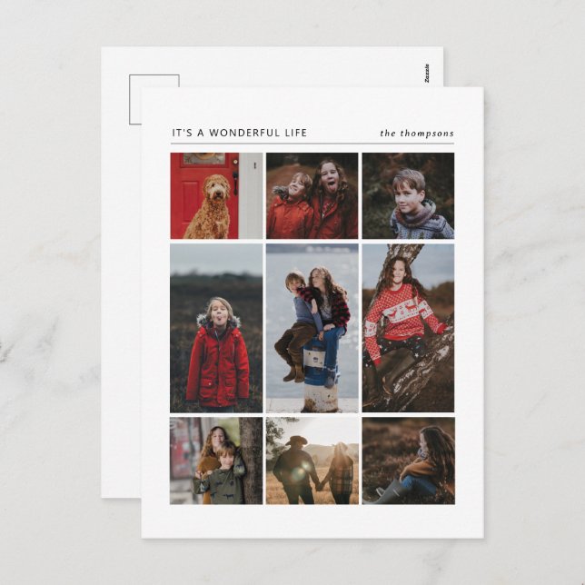 Wonderful Life Mulit-Photo Holiday Postcard (Front/Back)