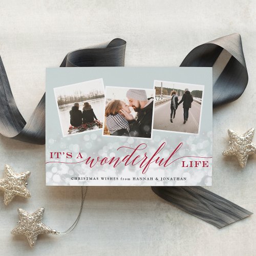 Wonderful Life  Multi Photo Christmas Holiday Card