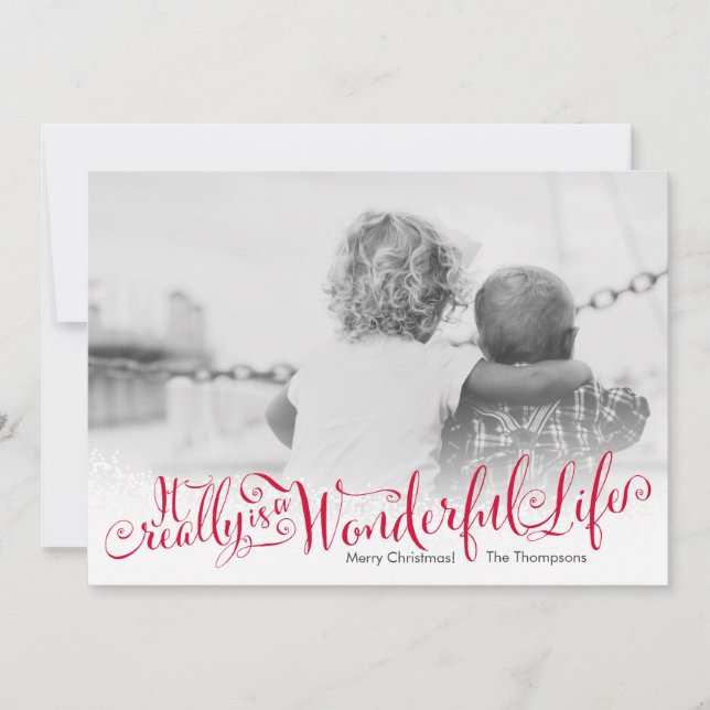 Wonderful Life Script Holiday Photo Card (Front)