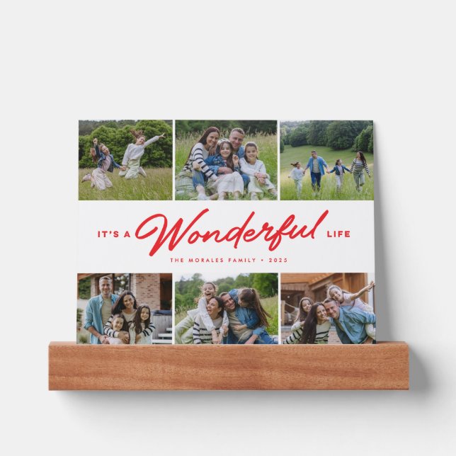 Wonderful life six photo red family collage picture ledge (Front)