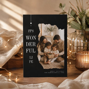 Wonderful Life Torn Edge Family Christmas Holiday Card