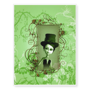 Wonderful little girl with steampunk hat temporary tattoos