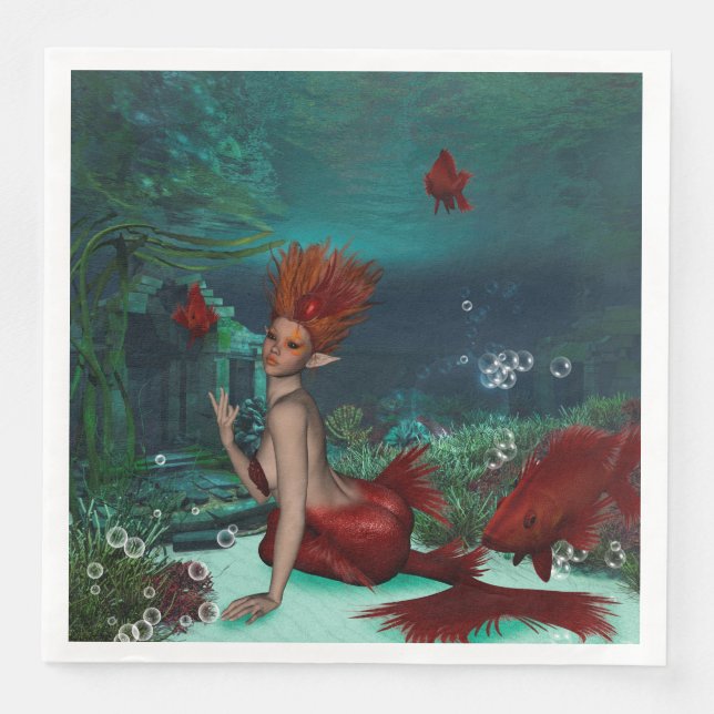 Wonderful mermaid paper dinner napkins (Front)