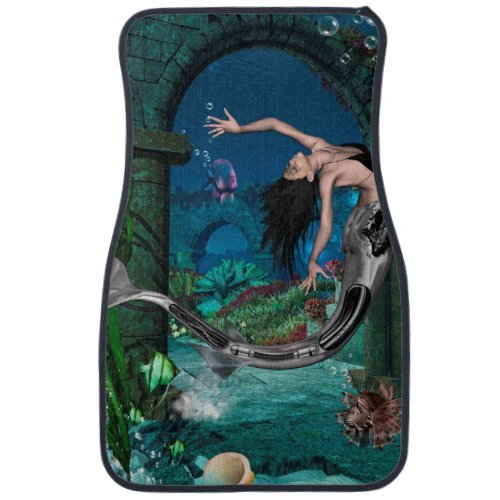 Wonderful mermaid with fantasy fish car floor mat