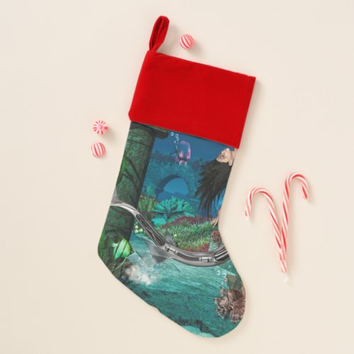 Wonderful mermaid with fantasy fish christmas stocking