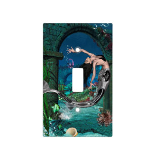 Wonderful mermaid with fantasy fish light switch cover