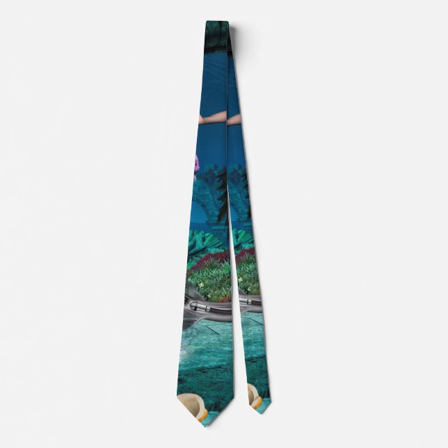 Wonderful mermaid with fantasy fish neck tie (Front)