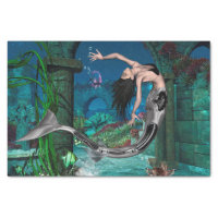 Wonderful mermaid with fantasy fish tissue paper