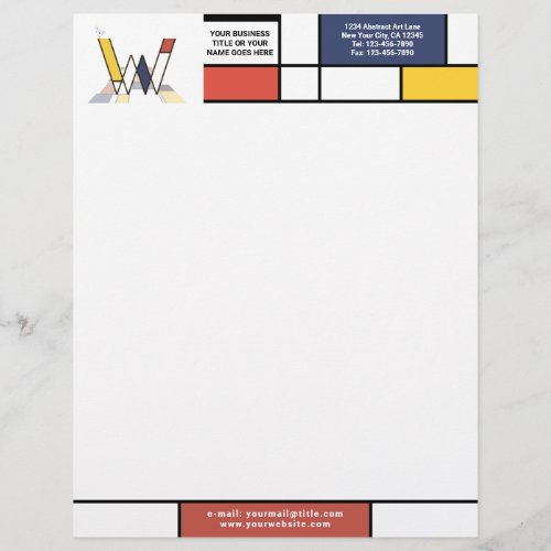 Wonderful Modern Art Monogram Letter W Letterhead