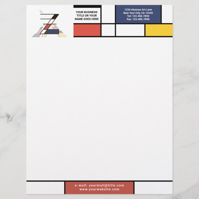 Wonderful Modern Art Monogram. Letter Z Letterhead (Front)