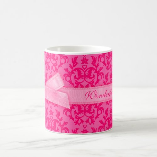 Wonderful Mom damask hot pink mom mug