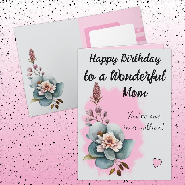 Wonderful Mom floral pink birthday Card (Creator Uploaded)