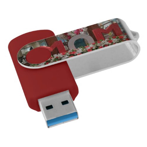 Wonderful Mom in colorful bold flowers with thanks Flash Drive