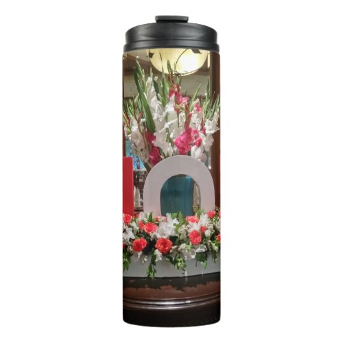 Wonderful Mom in colorful bold flowers with thanks Thermal Tumbler