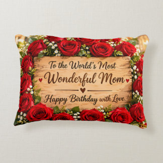 Wonderful Mom Red Roses Throw Blanket Accent Pillow