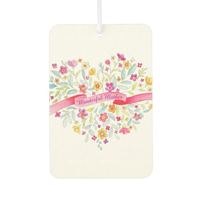 Wonderful Mother floral heart custom freshener (Front)