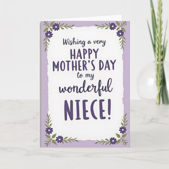Wonderful Mothers Day Niece Card (Front)